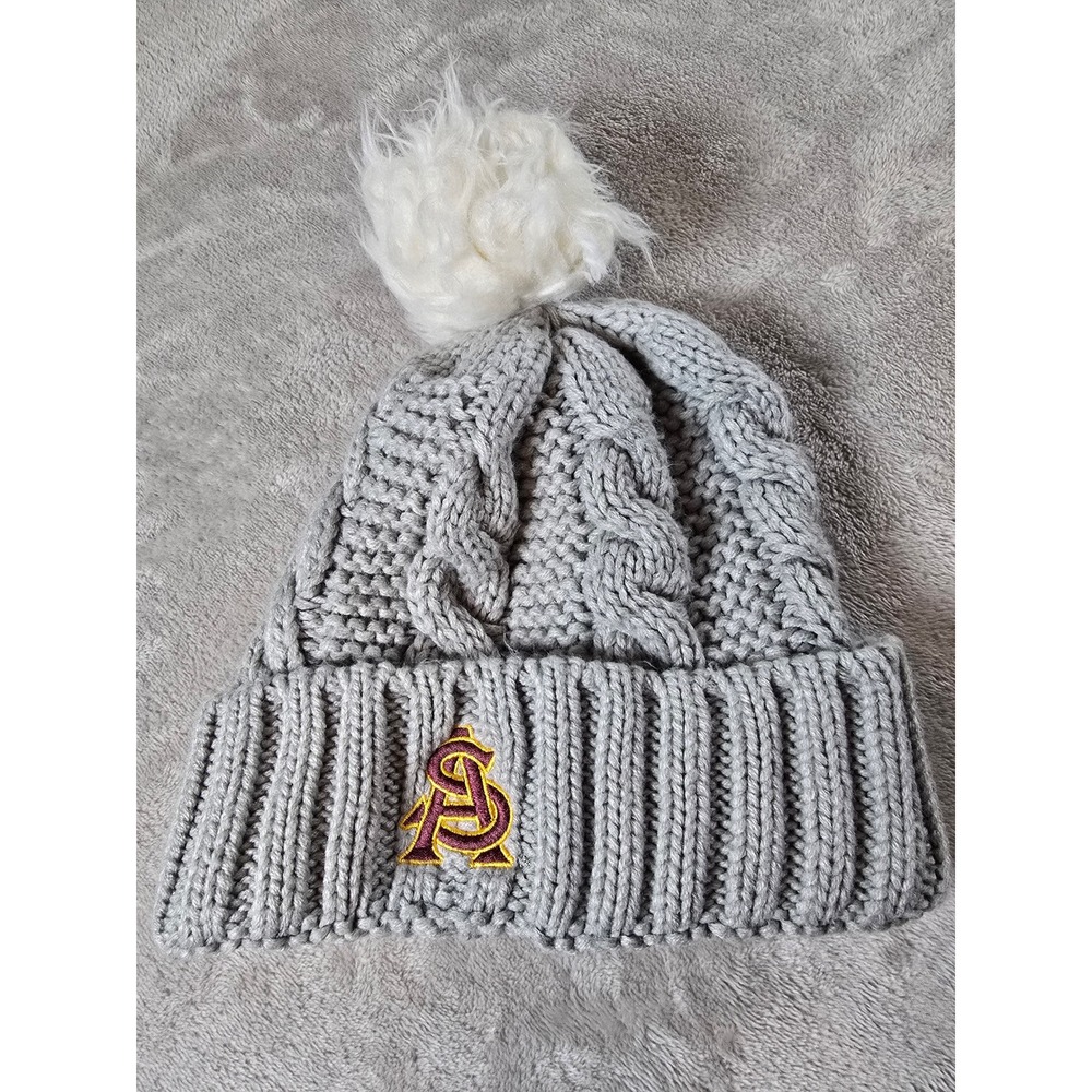 Arizona State Sun Devils ASU Pom Beanie Hat Cap Gray Womens NCAA‎
